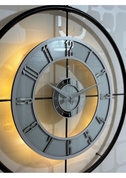 Metal Camlı Duvar Saati (60X80 cm Büyük Boy) Işıklı Gerçek Cam Duvar Saati Modern Tasarım fiyatları
