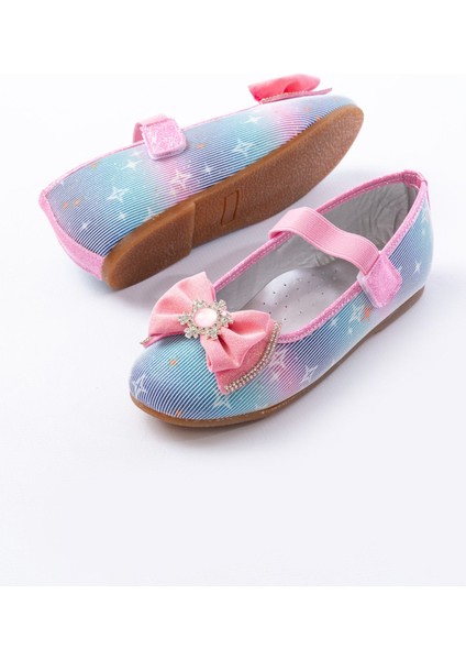 Kız Çocuk Taşlı Babet Renkli Kar Taneli Suni Deri Düz Tabanlı Enerjik Tasarım fiyatları