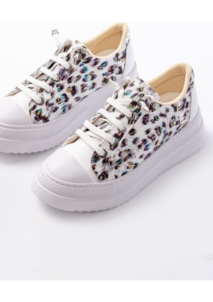 Kız Çocuk Leoparlı Desenli Lastikli Sneaker