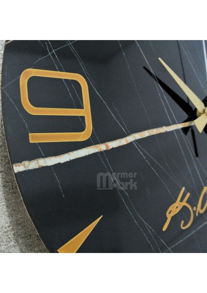 Atatürk Imzalı Siyah Mermer Desenli Yuvarlak Duvar Saati 38 cm fırsatları