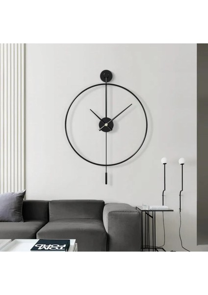90 cm Siyah Tiktok - 35 cm Siyah Akrep Yelkovan , Moder Dekoratif Metal Duvar Saati