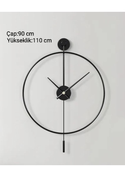 90 cm Siyah Tiktok - 35 cm Siyah Akrep Yelkovan , Moder Dekoratif Metal Duvar Saati modelleri