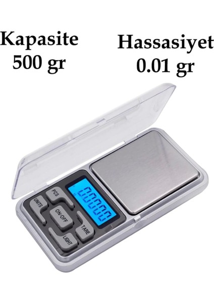 Dijital Hassas Elektronik Kuyumcu Cep Terazisi Tartı 500 gr / 0.1 gr (4887)