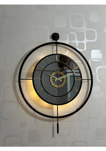 Metal Camlı Duvar Saati (60X80 cm Büyük Boy) Işıklı Gerçek Cam Duvar Saati Modern Tasarım indirimleri