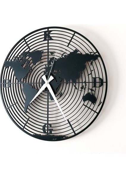 Dekoratif Siyah Ahşap Duvar Saati Dünya Haritası modelleri