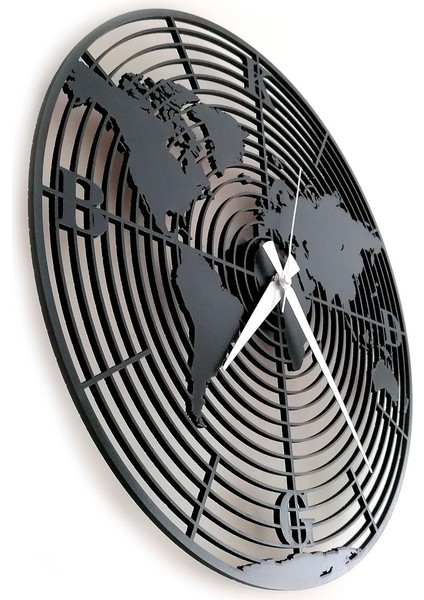 Dekoratif Siyah Ahşap Duvar Saati Dünya Haritası fırsatları