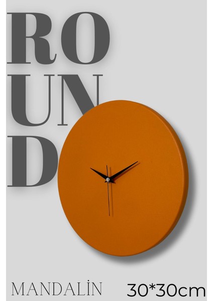 Round Mandalin Model Modern Metal Sıvama Akar Sessiz Mekanizmalı Duvar Saati (30*30CM)!