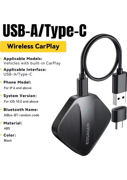 Carplay İphone Apple Bluetooth+Wifi Otomatik Tak ve Çalıştır CE Lisanslı Orjinal Carplay Yeni Nesil Son Teknoloji