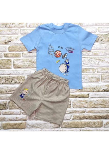Topçu Erkek Çocuk Baskılı Şortlu Kısa Kollu Tişört 2li Erkek Bebek Takımı fiyatları