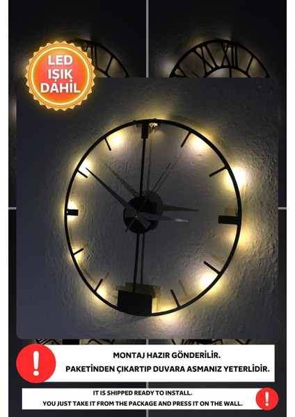 LED Işıklı Modern Duvar Saati Sessiz Dekoratif Modern Siyah Duvar Saati -Rgb Renkli 40X40CM fiyatları
