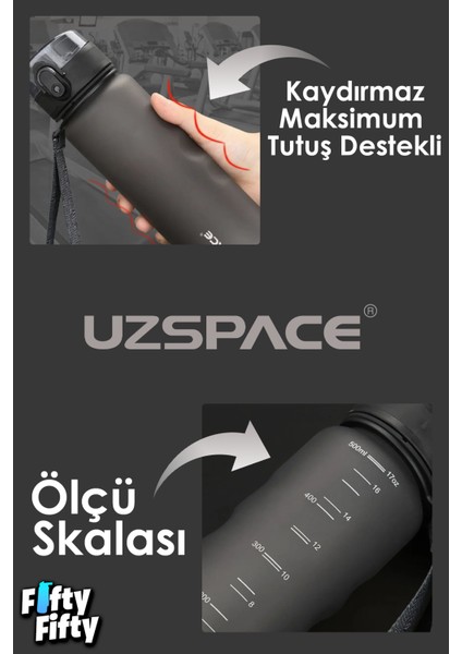 500 ml Kaydırmaz Maksimum Tutuş Destekli Tritan Su Matarası -FFUZ1215NEW