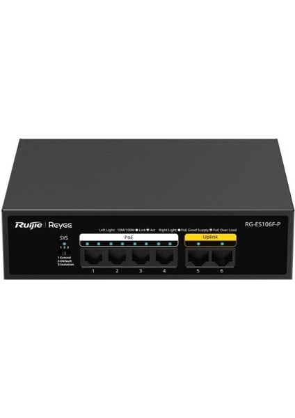 Ruijie-Reyee RG-ES106F-P 4 Port Poe+ 10-100-1000 Mbps+2 Port 10-100 Mbps Uplink Switch