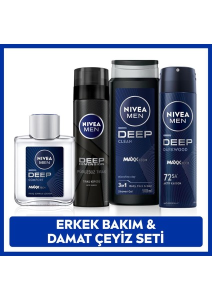 MEN Damat Çeyiz Seti, Duş Jeli 500ml, Deodorant 150ml, Tıraş Köpüğü 200ml, Tıraş Sonrası Losyon100ml