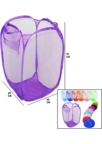 Easy Open Hamper Renkli Oyuncak Sepeti Filesi 40X40X70CM (4887)