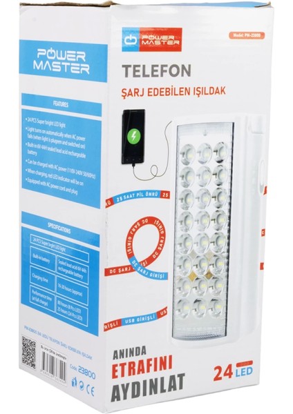 24 Ledli Telefon Şarj Edebilen Işıldak (4887) fırsatları