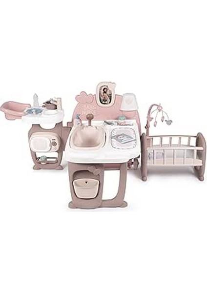 220376, Baby Nurse Büyük Bebek Oyun Merkezi, 3'ü 1 Arada Set: Yemek, Uyku ve Banyo