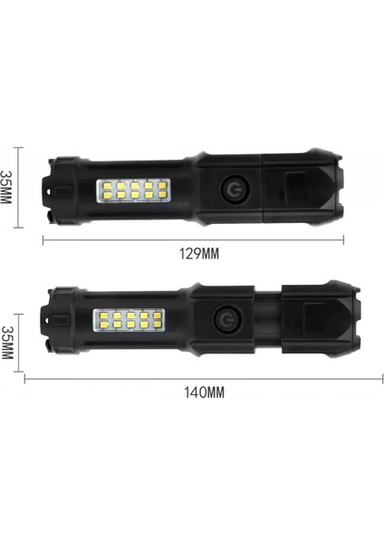 109-B Zoomlu Flash Özellikli Smd ve Power Ledli Şarjlı Plastik Kasa El Feneri (Powerbank Özellikli) (4887) fiyatları