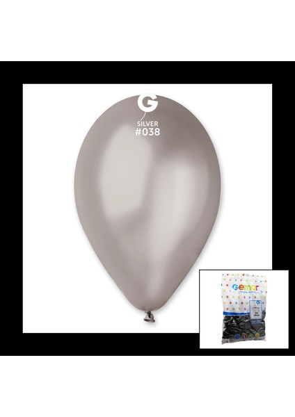GM-110-38 Metalik - Gümüş Balon 11&amp;apos;&amp;apos; - 28CM - 100 Parça (4887)