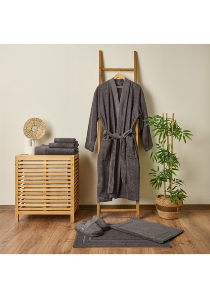 Soft Premium Unisex Bornoz - Antrasit - S / M