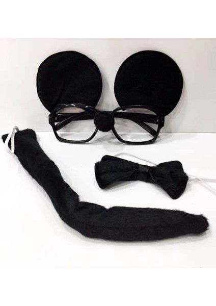 Mickey Mouse Gözlüğü Papyonu Kuyruğu Seti (4887)