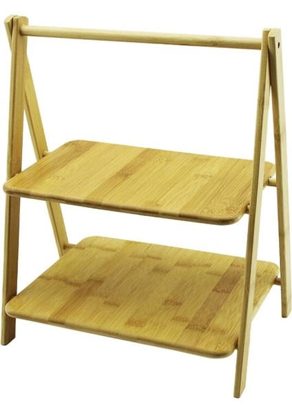 Portatif Ayaklı - 2 Katlı Ahşap Bambu Organizer Raf =18X28 - 22X28CM Y: 6-20-39CM (4887)