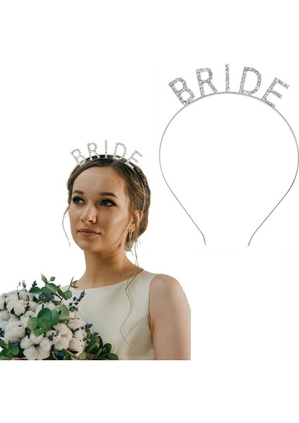 Gümüş Renk Bekarlığa Veda Kristal Taş Bride Tacı Ithal 16X10 cm (4887)