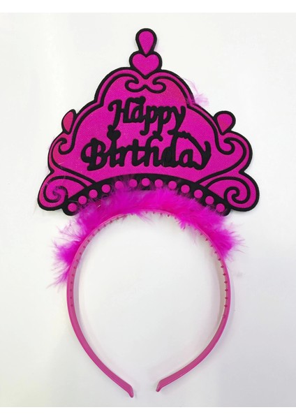 Happy Birthday Yazılı Neon Renk Taç 12 Adet (4887)