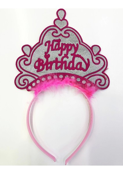 Happy Birthday Yazılı Neon Renk Taç 12 Adet (4887)