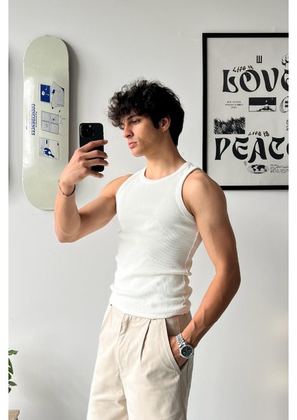 Atelier Premium Basic Ekru Top Tank Atlet