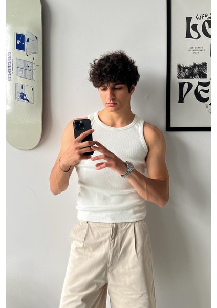 Atelier Premium Basic Ekru Top Tank Atlet