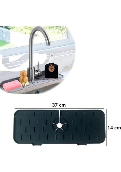 Lavabo Için Silikon Esnek Mat Musluk Sapı Damlama Tutucu Raf Mutfak Tezgahı Sıçrama Koruma