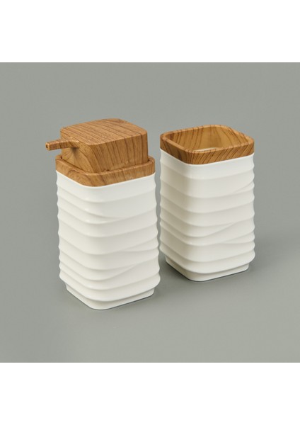 Bath Luna 2'li Sıvı Sabunluk ve Diş Fırçalık Seti - Beyaz