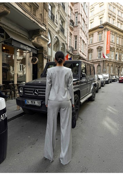 Kadın Poliviskon Asimetrik Düğmeli Vatkalı Ceket Pantolon Takım fiyatları