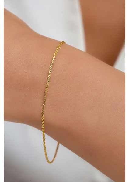 14 Ayar Altın Unisex Ince Palmiye Zincir Bileklik fırsatları