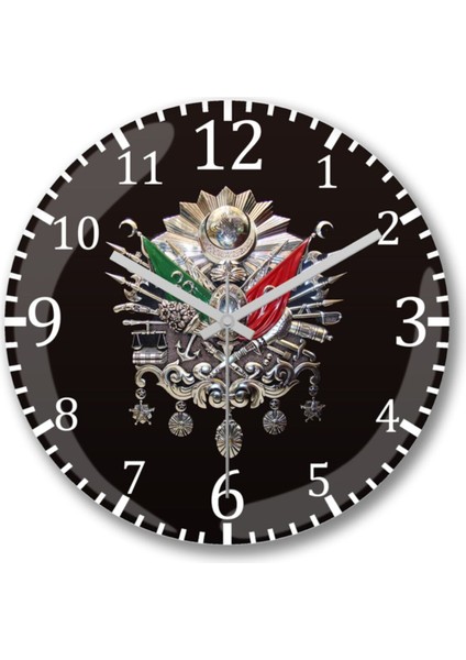 Osmanlı Tuğrası Duvar Saati Bombeli Gercek Cam