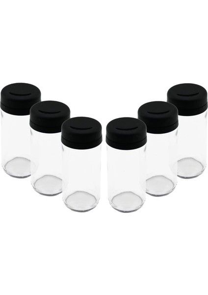 6 Pcs Cam - 225ML Baharatlık - Tuzluk Plastik Kapak (4887)