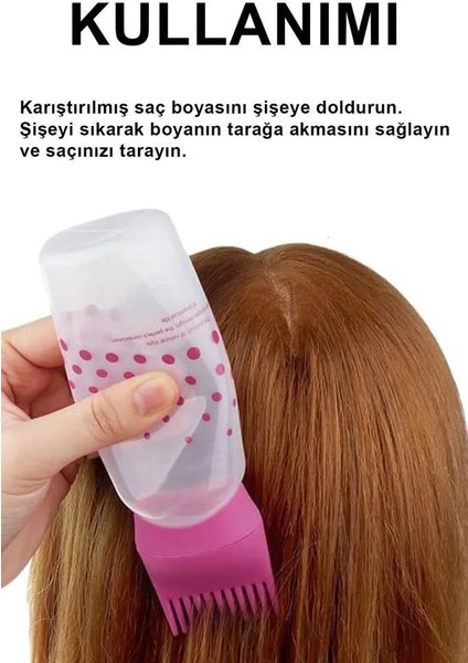 2 Adet Saç Boyama Şişesi Taraklı Saç Boyama Fırçası Şampuan Bone Bakım Seti Keratin Saç Düzleştirici