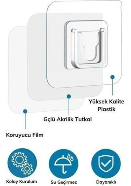 5 Çift Duvar Delmeden Ekstra Güçlü Yapışkanlı Suya Dayanıklı Askılık, Eşya Sabitleme Tablo Klipsi fırsatları