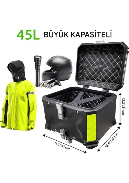 Evrensel Alüminyum Kasa Ithal Motosiklet Çantası Topcase Motor Çantası 45L fiyatları