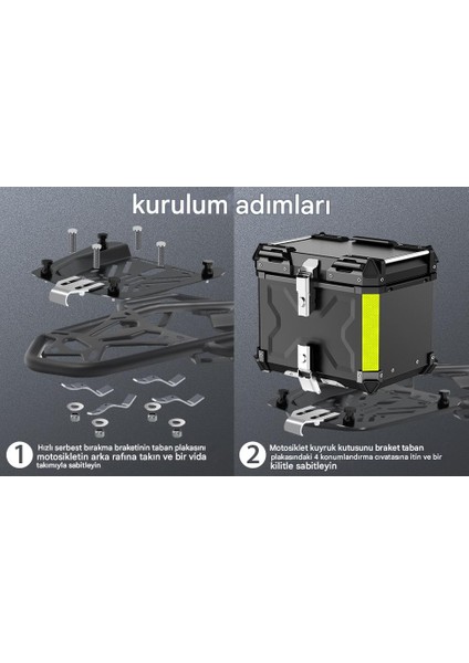 Evrensel Alüminyum Kasa Ithal Motosiklet Çantası Topcase Motor Çantası 45L fırsatları