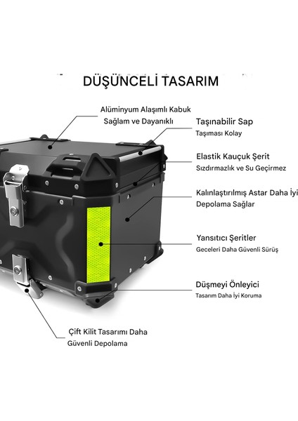 Evrensel Alüminyum Kasa Ithal Motosiklet Çantası Topcase Motor Çantası 45L indirimleri