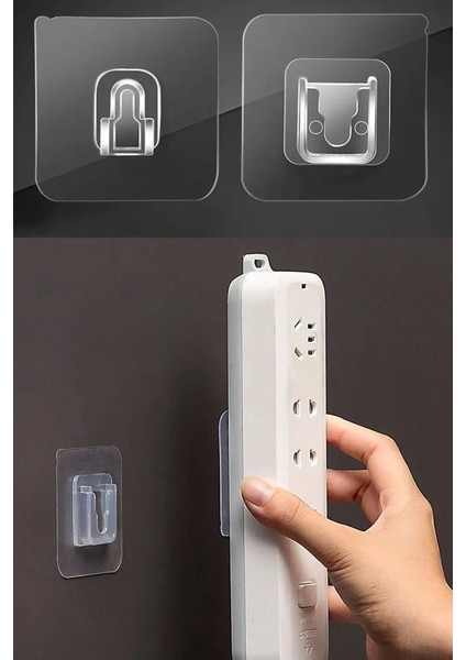 10 Çift Duvar Delmeden Geçmeli Yapışkanlı Suya Dayanıklı Askılık Eşya Sabitleme Tablo Klipsi