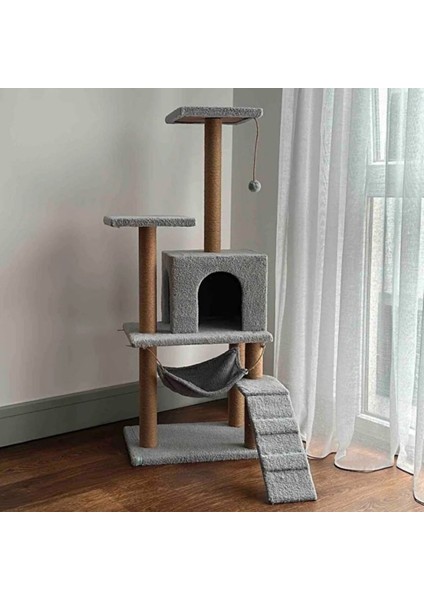 B-07 Hamaklı Yuvalı Lüx Kedi Tırmalama Oyun Evi Gri fiyatları