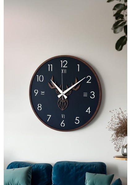 Ahşap Dekoratif Gümüş Aynalı - Kahverengi Duvar Saati 48CM fırsatları