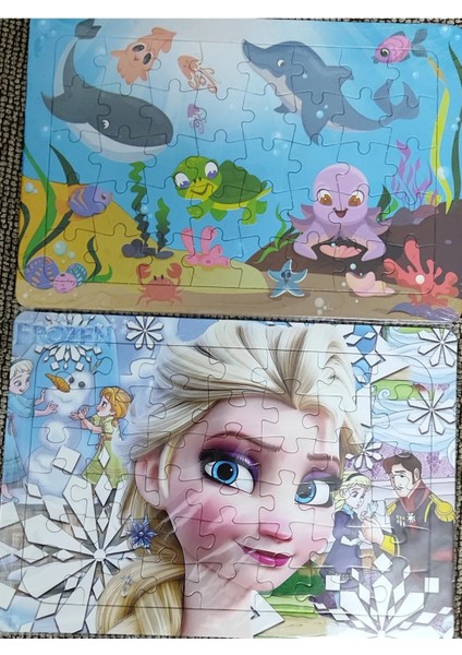 2 Adet Puzzle Yap Boz (33CM*23CM*40PARÇA) (Elsa / Denizdeki Dostlar Figürlü)