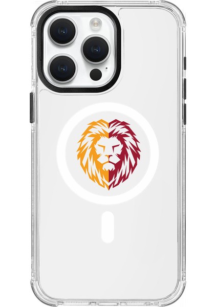iPhone 15 Pro Max Uyumlu Galatasaray Parçalı Aslan Magsafe Lisanslı Telefon Kılıfı