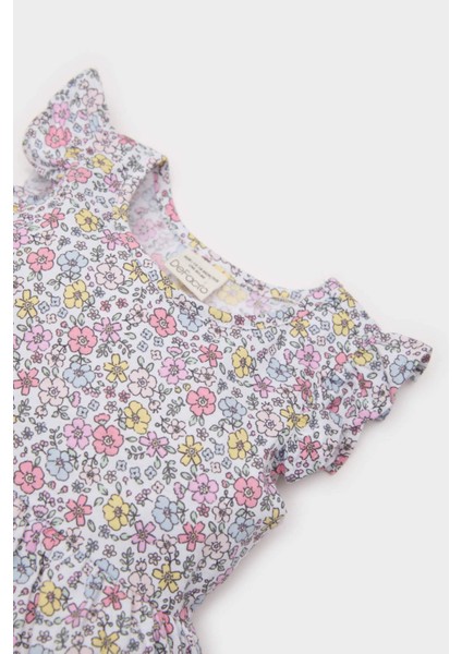 Kız Bebek Çiçek Desenli Kısa Kollu Elbise A0136A525SM