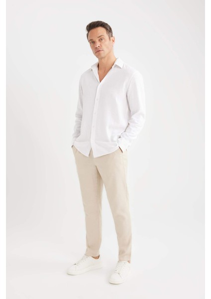 Yazlık Jogger Keten Düz Paça Pantolon D7542AX25SP
