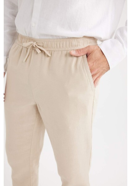 Yazlık Jogger Keten Düz Paça Pantolon D7542AX25SP