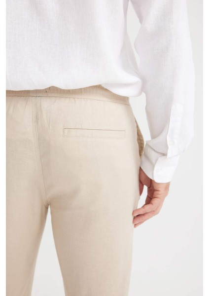 Yazlık Jogger Keten Düz Paça Pantolon D7542AX25SP